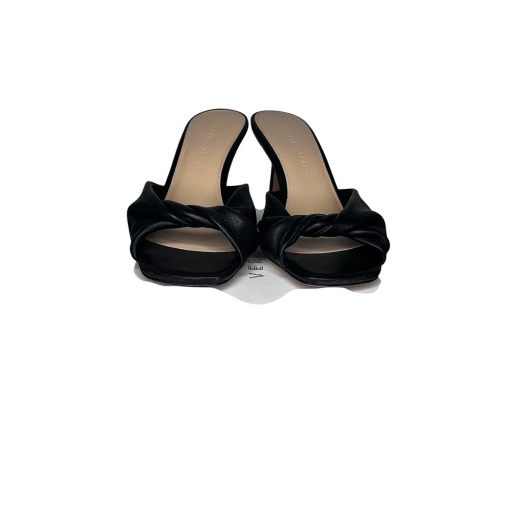 Veronica Beard Melli Black Leather Heeled Sandal NWT Size 7 - Picture 6 of 11